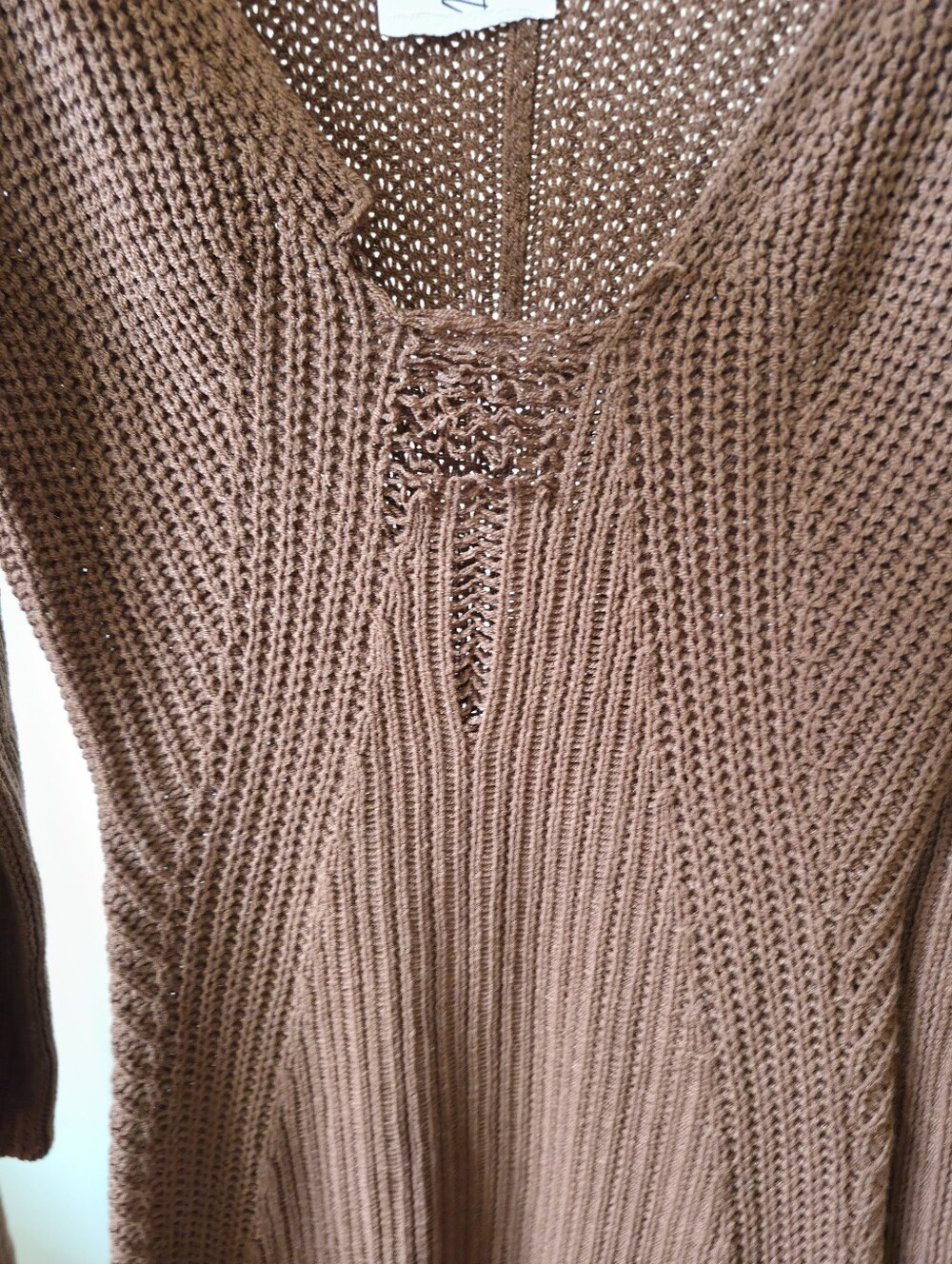 12th Tribe Brown Knit Sweater Midi Dress Women's Long Sleeve Boho Size Small - Picture 5 of 6